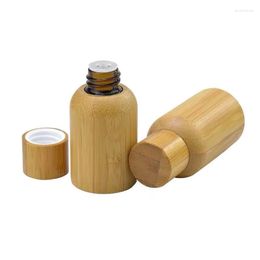 Storage Bottles 15ml 30ml 50ml Toner Bottle Skin Care Lotion Natural Bamboo Cap ECO-Friendly Wood Glass Essence Packaging Container