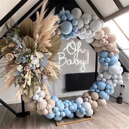 Other Event Party Supplies 162Pcs Macaron Balloons Garland Arch Coffee Brown Gray Blue Latex Balloon Globos for Birthday Baby Shower Wedding Decor 230404