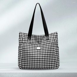 Evening Bags Women Fashion Shoulder Bag Large Capacity Waterproof Foldable Hobo Houndstooth Tweed Handbag Purse For Work Travel Daily Use