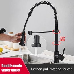 Kitchen Faucets Black Spring Pull Faucet Household Sink Vegetable Cold And Dual Outlet With 360 Degree Rotation