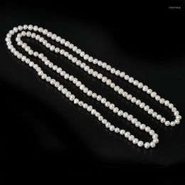 Chains THE 8-9 Mm Customise Freshwater Pearl Necklace Pure White Colour And Fashion Appearance .The Can Handmade 2 Rows