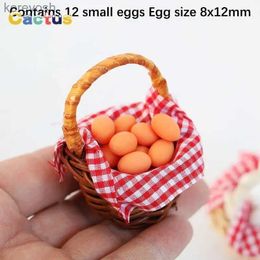 Kitchens Play Food 1Set 1 12 Dollhouse Miniature Egg Basket Red Plaid Duck Egg Frame Kitchen Food Model Pretend Play Toy Doll House AccessoriesL231104