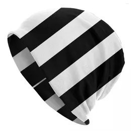 Berets Black And White Stripes Cap Fashion Autumn Winter Outdoor Skullies Beanies Hat Spring Warm Thermal Elastic Bonnet Knitted