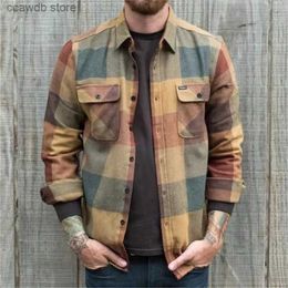 Men's Jackets Autumn Men's Jacket Vintage Colour Plaid ButtonsCardigan Slim Long Sleeve Top Fashion Streetwear Casual Coat New Male Clothes T231104