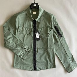 Nylon tinto in capo Utility Overshirt Uomo Giacche Casual Zipper Outdoor Tuta antivento Uomo Cappotti Taglia M-XXL Nero Army Green