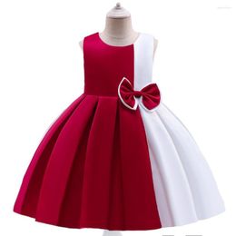 Girl Dresses Dress Birthday Party Wedding Ball Gown Princess For Girls Kids Stitching Teenager Prom Clothing Bow
