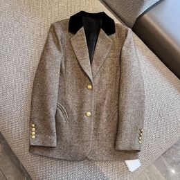2023 Autumn Multicolor Contrast Colour Jacket Long Sleeve Lapel Neck Buttons Single-Breasted Jackets Coat Short Outwear Z3G311021