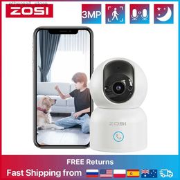 Baby Monitors ZOSI 3MP Baby Monitor 2.4G/5G 360 Pan/Tilt Pet Smart Security IP Camera AI Human Tracking 2K HD WiFi Surveillance Cameras Q231104