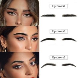 False Eyelashes 3 Styles Eyebrows Handmade Human Hair Press-On Faux Natural Black Reuseable Makeup