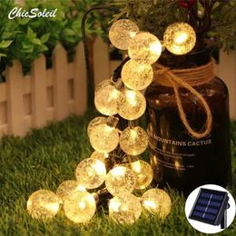 Novelty Lighting LEDs String Light Solar Fairy Lights Outdoor Garden Wedding Party Crystal ball Lamp IP65 Waterproof Garland Christmas Decoration P230403