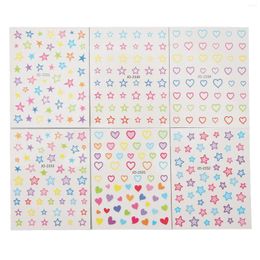 Nail Gel Self Adhesive Stickers DIY 6 Sheets Decorative Multi Colour Lovely Art Decals Different Patterns For Home Women