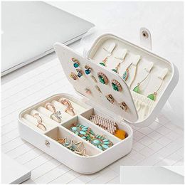 Jewellery Boxes Protable Pu Leather Jewellery Box Fashion Necklace Ring Earrings Storage Organiser Holder Travel Cosmetics Beauty Accessor Dhybr