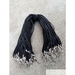 Cord Wire 18 20 22 24 4Mm Black Pu Leather Braid Necklace Cords With Lobster Clasp For Diy Craft Jewelry Drop Delivery Findings Com Dhhhs