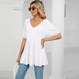 Women's Blouses Sweet Women Summer Top Breathable Elastic Spring Blouse Loose Hem Soft Lady Clothes