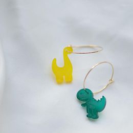 Hoop Earrings Cute Little Dinosaur For Women Summer Acrylic Cartoon Animal Designer Fashion Jewelry 2023 E Girls Bijoux