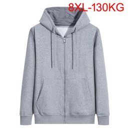 Men's Hoodies & Sweatshirts Plus Size Autumn Winter Men Fleece Hooded Zipper 5XL 7XL 8XL Simple Warm Black 50 52 Home Sports SweatshirtsMen'