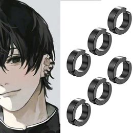 Cosplay Anime Chainsaw Man Yoshida Hirofumi Cosplay Clip Earrings Women Men Punk Black No Pierced Fake Ear Circle New Pop Jewelry
