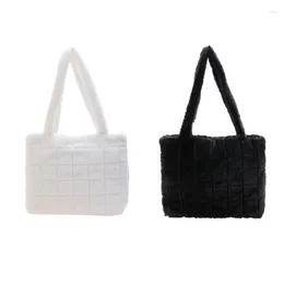 Cosmetic Bags Shoulder Bag Solid Colour Furry Underarm Handbag Purse Top-handle Handbags For Women Autumn Winter
