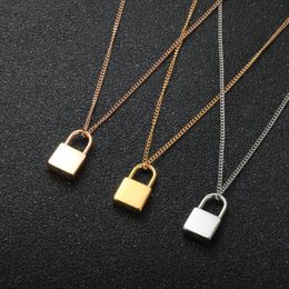 Pendant Necklaces Simple Lock Necklace High Quality Stainless Steel Exquisite Clavicle Chain For Men Women Fashion Jewellery Accessories