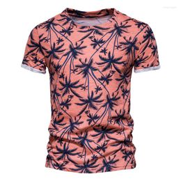 Men's T Shirts Men's Summer T-shirt Coconut Tree Print Trend Round Neck Bottoming Shirt Casual Top 2023