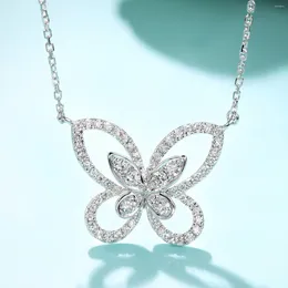 Pendant Necklaces 2023 Korean Fashion Shiny Cubic Zirconia Butterfly Cute Female Necklace Charm Women Wedding Party Gift Jewellery