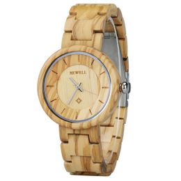 Wristwatches BEWELL Ladies Wooden Bracelet Band Wristwatch Gift For Mother Daughter Girl Top Luxury Watches Round Watch Clock 155A
