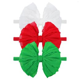 Hair Accessories 2023 Classical Christmas Festival Fabric Bow Elastic Nylon Headband For Baby Red/White/Green Party Headwea