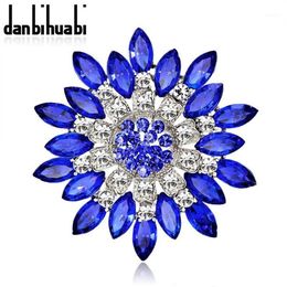 Whole- Large Red Blue Rhinestone Brooches Wedding Bouquet Flowers Brooch Pins For Women Cheap Fashion Jewellery Clothes Accessor241L
