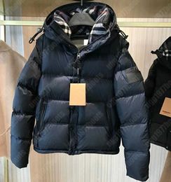 Mens plaid hooded down jacket thermal designer jacket zipper black khaki blue sleeves detachable vest womens letters winter skiing street couple luxury Size S-2XL