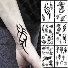 5 PC Temporary Tattoos Waterproof Temporary Tattoo Sticker Dark Dragon Flash Tatoo Maori Tribal Totem Arm Wrist Fake Tatto For Body Art Women Men Z0403
