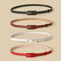 Belts Multi-color Lady's Slender Thin Belt Square Head Pin Buckle Women Waist Belt Elastic Waist Belt Candy Colour Jeans Buckle Belt Z0404