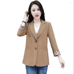 Women's Suits 2023 Spring And Summer Cropped Sleeves Loose Suit Jacket Ladies Fashion Casual Temperament Slim Thin Suitupper Garment Wome