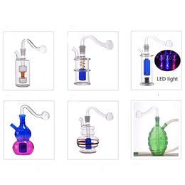 Cheapest Bubbler Smoking Water Pipe Hand Oil Burner Bong Recycler Ash Catcher Inline Matrix Prc Philtre with 10mm Male Glass Oil Burner Pipe and Hose