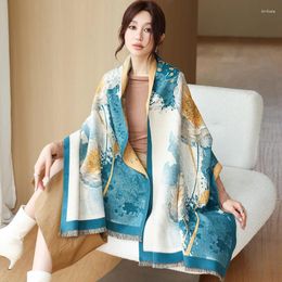 Scarves 2023 High Quality Scarf Women Winter Cashmere Pashmina Shawls Wraps Thick Warm Blanket Office Lady Floral Travel Stoles