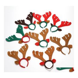 Christmas Decorations Head Buckle Elk Hair Hoop Reindeer Antler Headband Deer Horn Kids Adts Accessory Party Festival Decor Drop Del Dhqnk