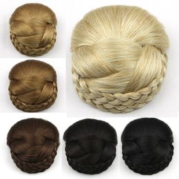 Synthetic Wigs Soowee 6 Colours Knitted Braided Hair Clips In Chignon Synthetic Hair Donut Fake Hair Bun Headwear Hair Accessories for Women 230403