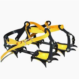Crampons 10 Tooth Ice Snow AntiSlip Climbing Gripper Shoe Covers Spike Cleats Stainless Steel Skid Cover Crampon 230404