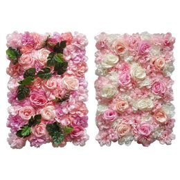 Decorative Flowers Wreaths Artificial Flower Wall Panels 16 X 24 Mat Silk Rose For Backdrop Wedding Dh9Wi