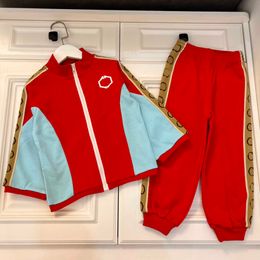 23ss kid sets boys designer brand jacket pants suit collar Pure cotton Contrasting Colours Ribbon splicing kids tracksuit High quality kid clothing