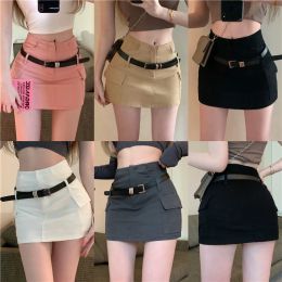 Summer ladies A-line with belt sashes slim sexy tight bodycon high waist tunic desinger skirt SML