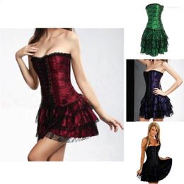 Bustiers & Corsets Fashion 4 Colour Lace Floral Sexy Overbust Corset Dress Plus Size S-6XL