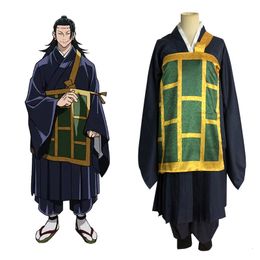 Fantasia de tema jujutsu kaisen role-playing traje geto suguru uniforme escolar kimono preto azul feminino 230404