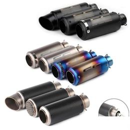 Exhaust Pipe Car Dvr 51Mm 60Mm Motorcycle Muffler Carbon Fiber Escape Db Killer Dirt Bike Scooter For Sc Project Bws Pcx1 Drop Deliv Dhkp6
