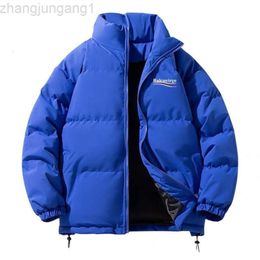 24SS Balanciaga Jacket Down Top Of The Line Paris World Pure Original Cola Wave Bread Coat Thickened Coat Couple Korean Down Cotton Coat Balencaigaity Blue 2