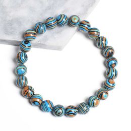 Charm Bracelets Natural Stone Beads Blue Malachite Bracelets 4-12 MM Round Beads Bracelet Strand Women Men Chakra Prayer Buddhist Charm Jewelry AA230403