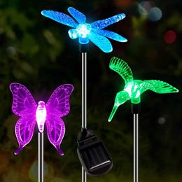 Novelty Lighting 3 Pack Solar Garden Light Outdoor Solar Figurine Stake Light Color Changing Solar Landscape Light For Yard Lawn Patio Pathway P230403