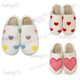 2023 Love Heart Embroidery Bedroom Cozy Warm Indoor Slippers Woman Girl Shoes T231104