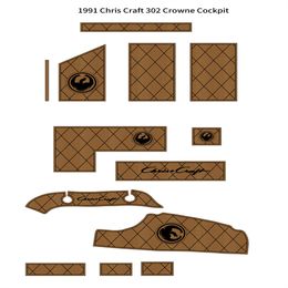 1991 Chris Craft 302 Crowne Cockpit Pad Boat EVA Foam Faux Teak Deck Floor Mat Self Backing Ahesive SeaDek Gatorstep Style Floor