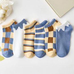 Women Socks 5 Pairs Lightweight Breathable Style Color Blocking In Summer Comfortable Japanese Korean High School Girls Medias