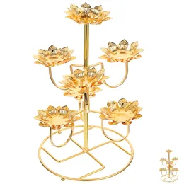 Candle Holders 1Pc Lotus Shaped Candleholder Candlestick Butter Lamp Holder For Temple Diwali Decorations